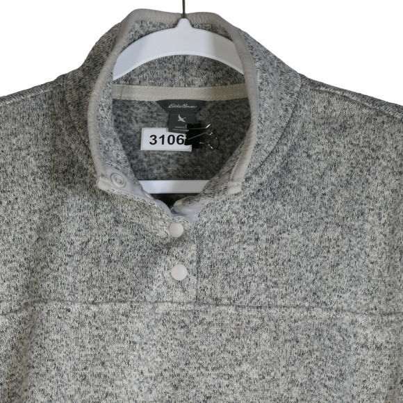 Eddie Bauer Cardigan Sweater Jacket Women Large Fleece Lined 1/4 Snap Pockets - Picture 3 of 11